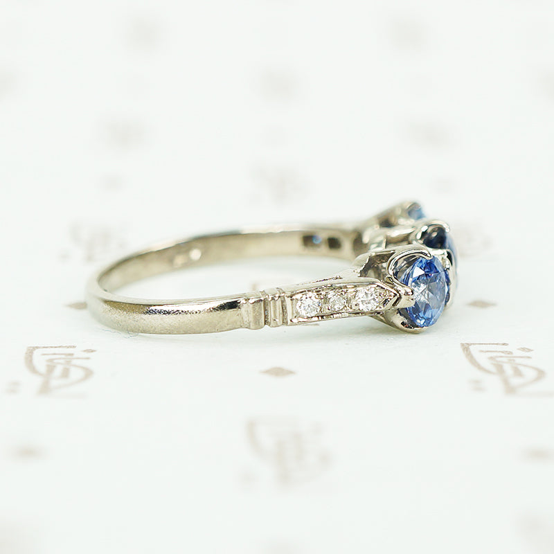 Beautiful Blues White Gold Sapphire and Diamond Band