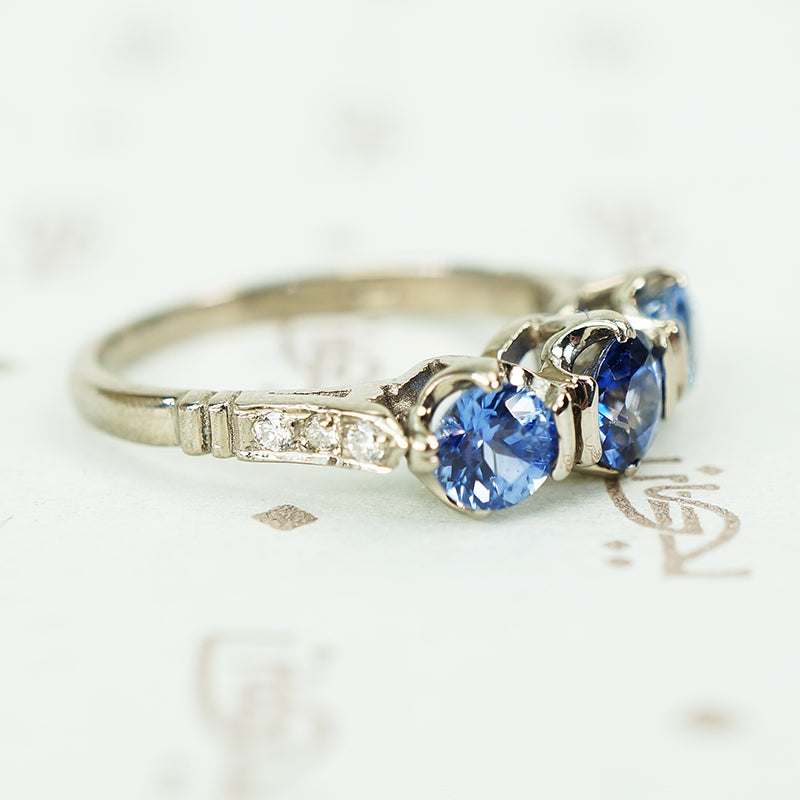 Beautiful Blues White Gold Sapphire and Diamond Band