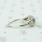 Vintage White Gold Filigree and Sapphire Ring