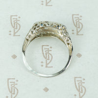 Vintage White Gold Filigree and Sapphire Ring