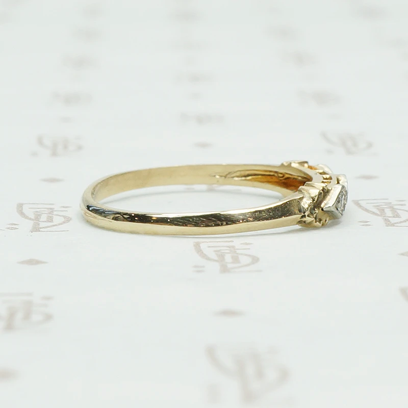 Unique 1940's 2 tone Gold and Diamond Band