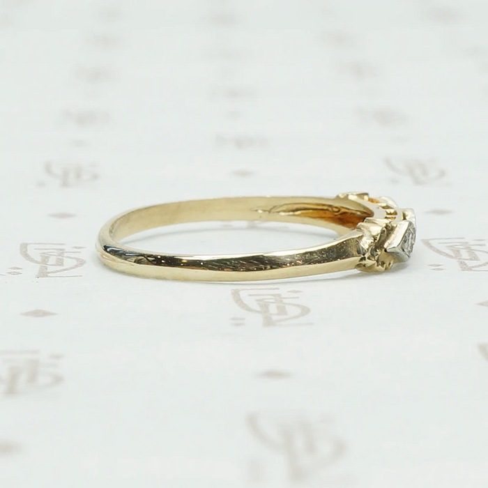 Unique 1940's 2 tone Gold and Diamond Band