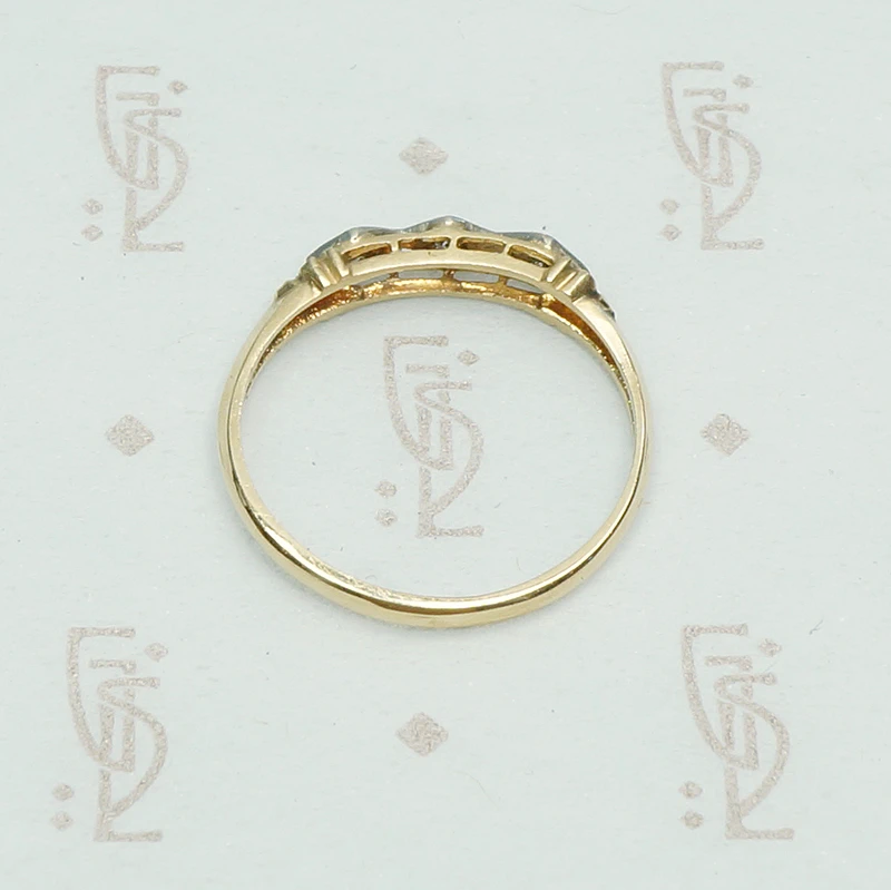 Unique 1940's 2 tone Gold and Diamond Band