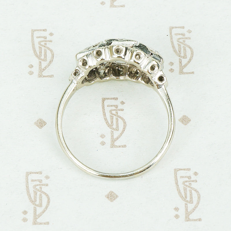 1930's Beauty 3 Stone White Gold Diamond Ring