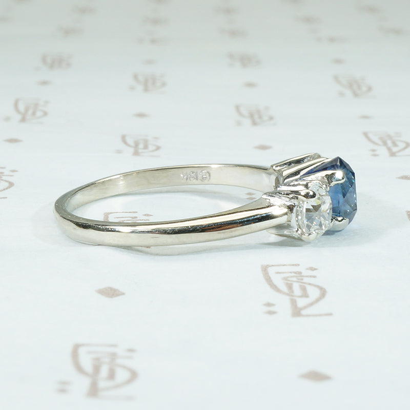 Delightful 3 Stone Sapphire and Diamond Ring