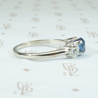Delightful 3 Stone Sapphire and Diamond Ring