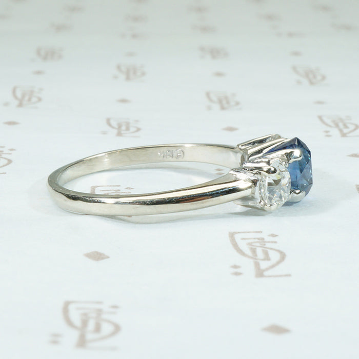 Delightful 3 Stone Sapphire and Diamond Ring