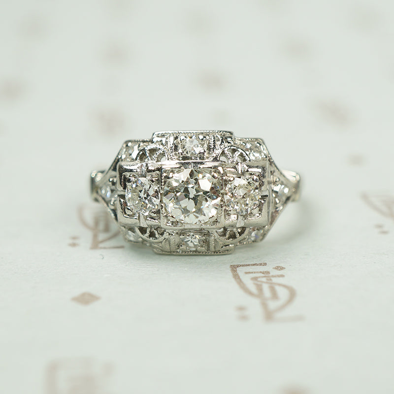 Sparkling 1930's Platinum and Diamond Engagement Ring