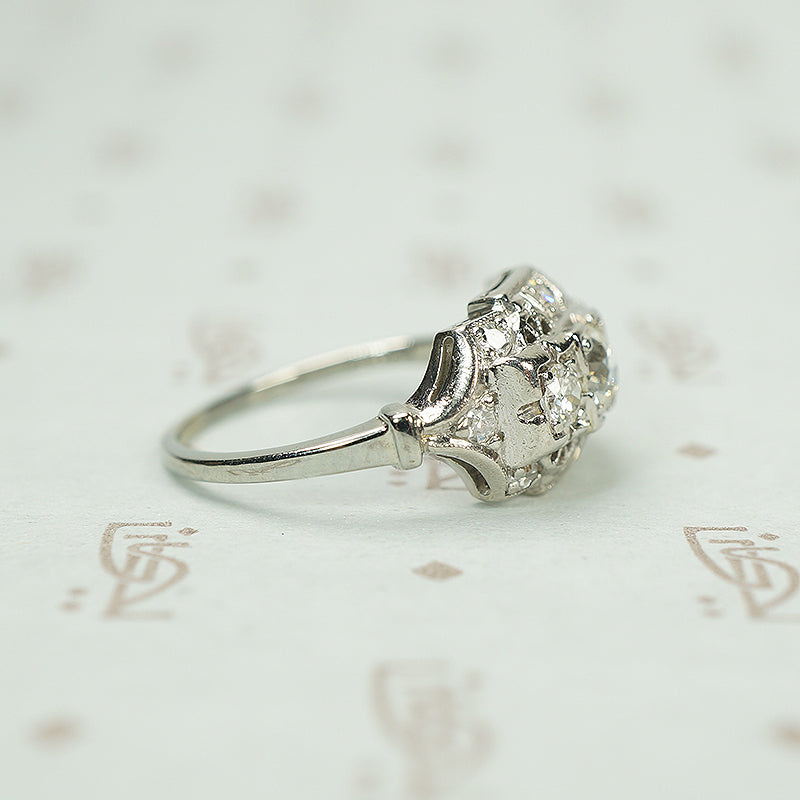 Sparkling 1930's Platinum and Diamond Engagement Ring