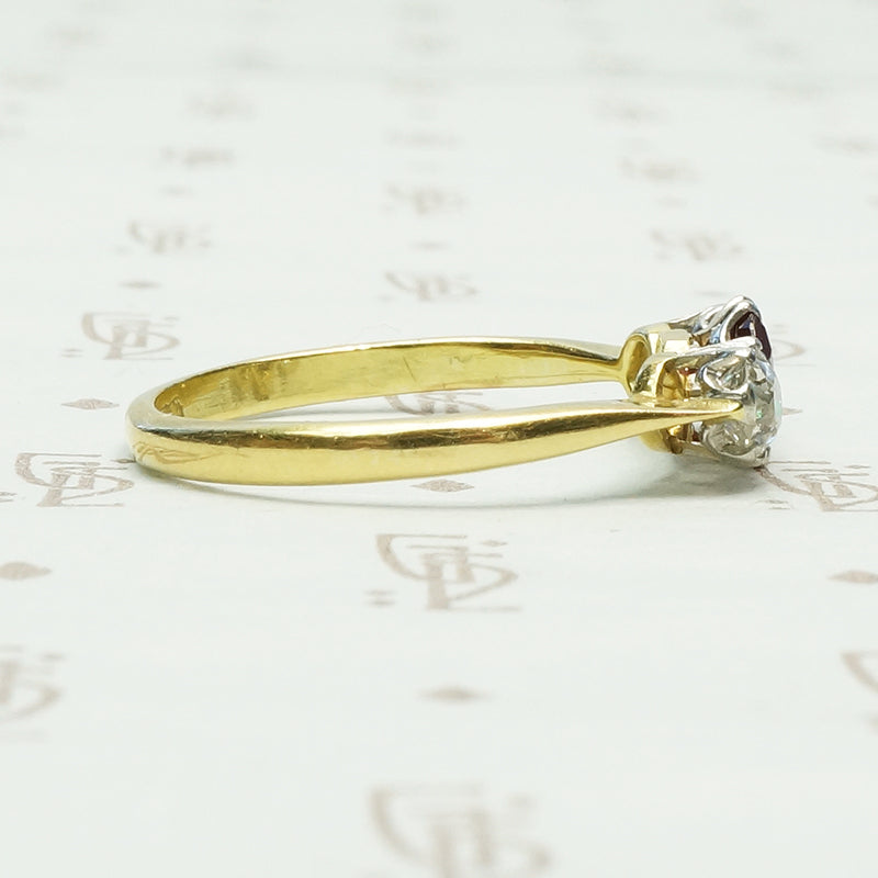 OMC Diamond and Ruby Three Stone Ring