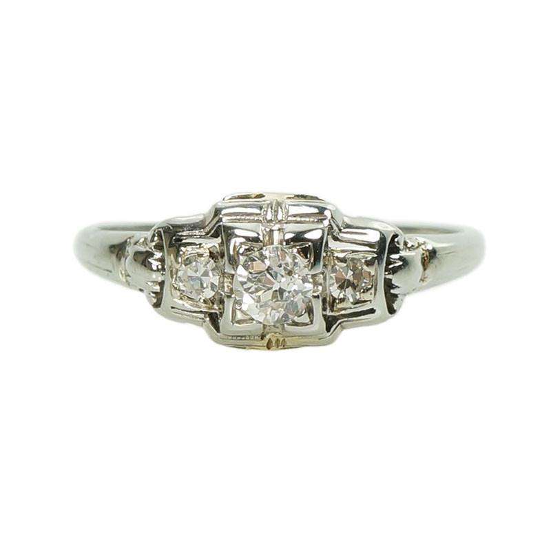 1930's White Gold Diamond set Engagement Ring