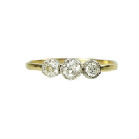 Orbit Platinum and 18k Yellow Gold Three Stone Ring - Gem Set Love