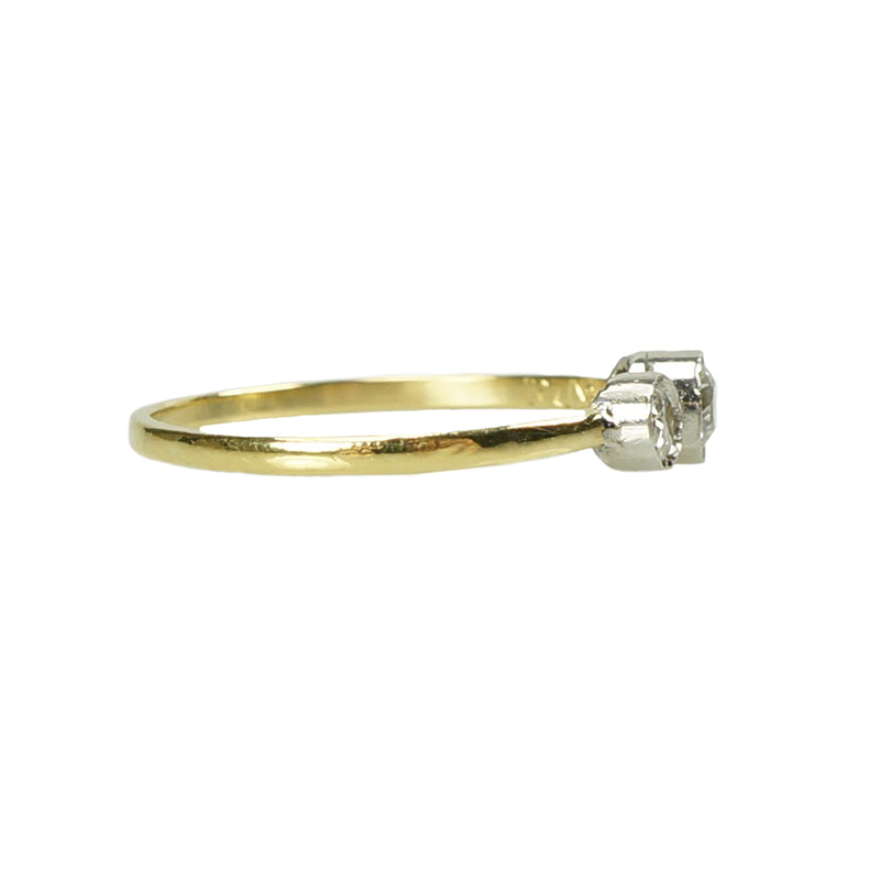 Orbit Platinum and 18k Yellow Gold Three Stone Ring - Gem Set Love