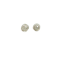 Tiny Platinum Chunky Old Mine Cut Diamond Studs