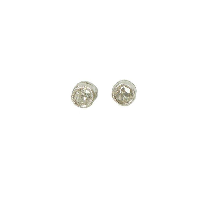 Tiny Platinum Chunky Old Mine Cut Diamond Studs
