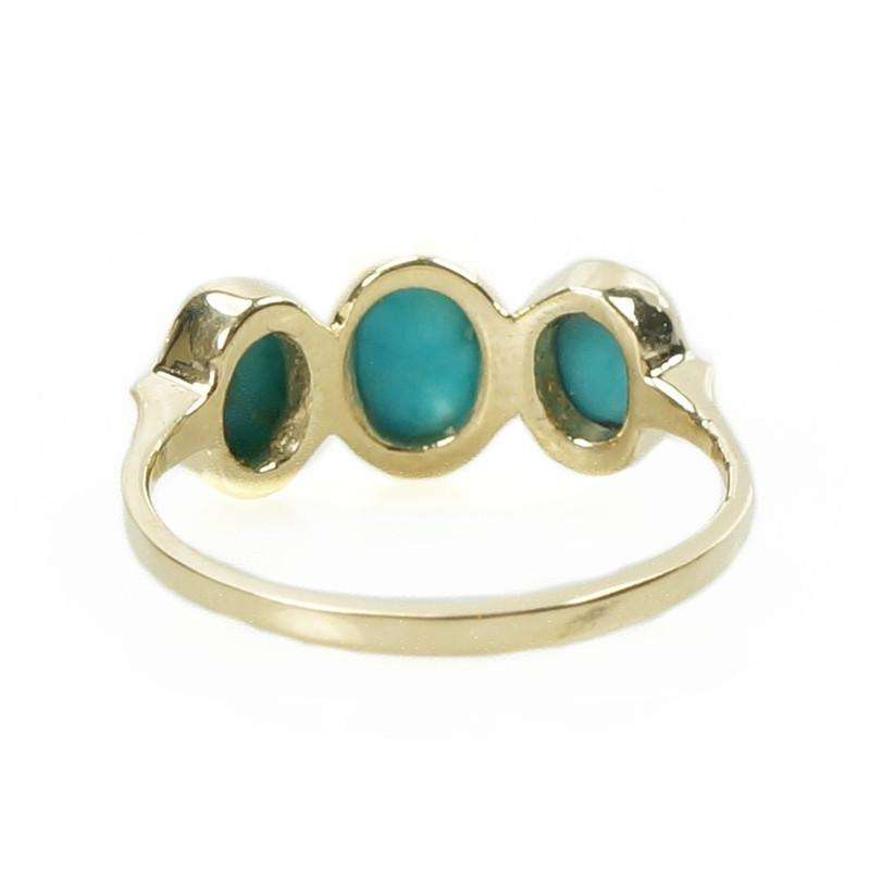 Three Stone Persian Turquoise Ring in Recycled Gold