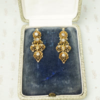 Spectacular Antique 18k Yellow Gold and Rose Cut Diamond Earrings