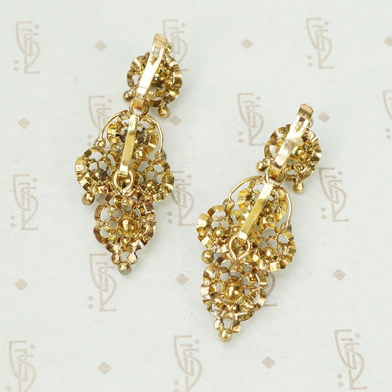 Spectacular Antique 18k Yellow Gold and Rose Cut Diamond Earrings