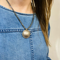 Antique Domed Disc on Grey Stone Beads by Ancient Influences