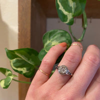 Filigree Deco Diamond Ring with Sapphire Accents