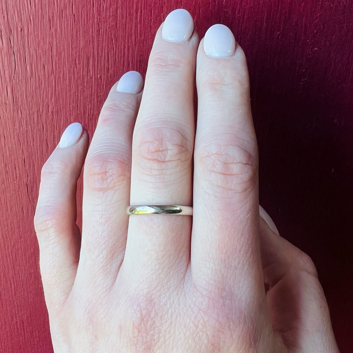 Stylish White Gold Half Round Wedding Band