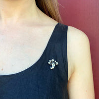 Wee Georgian Giardinetti Brooch in Silver & Black Dot Paste