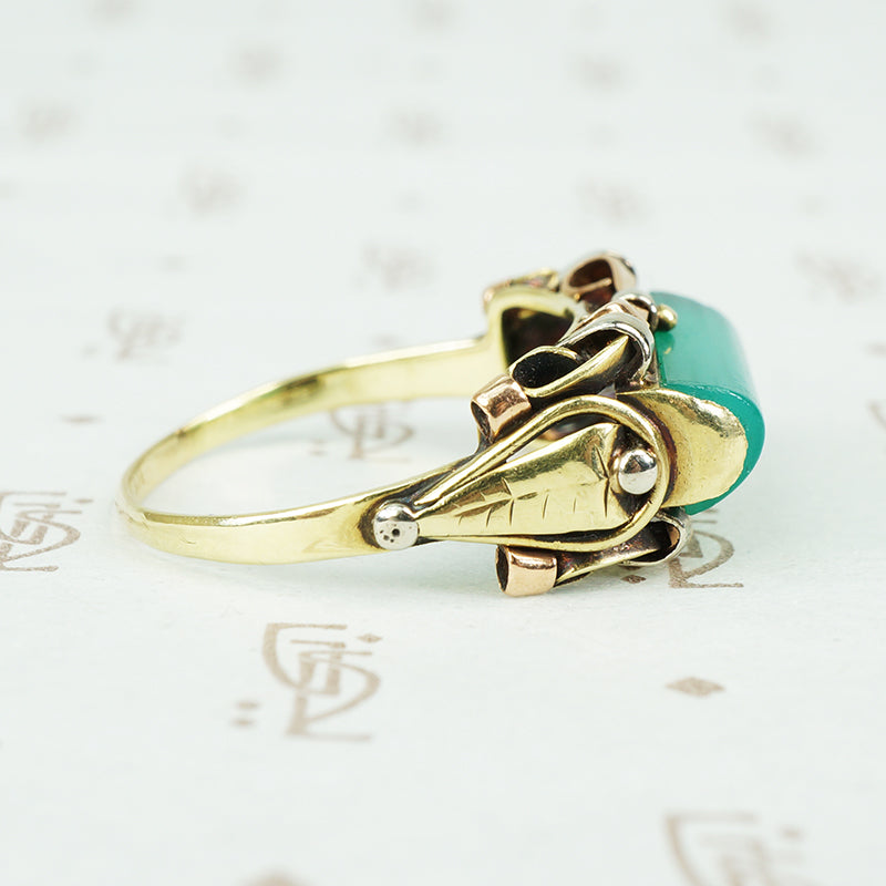 Retro Chrysoprase Statement Ring