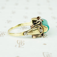 Retro Chrysoprase Statement Ring