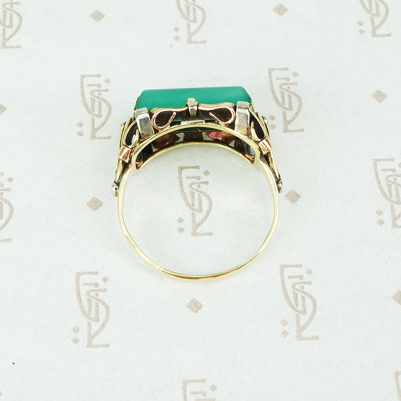 Retro Chrysoprase Statement Ring