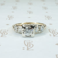1940's 14k 2 tone diamond engagement ring