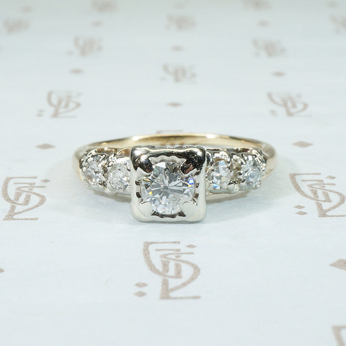 1940's 14k 2 tone diamond engagement ring