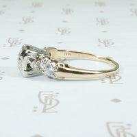 Classic 1940's 2 tone gold Diamond Engagement Ring