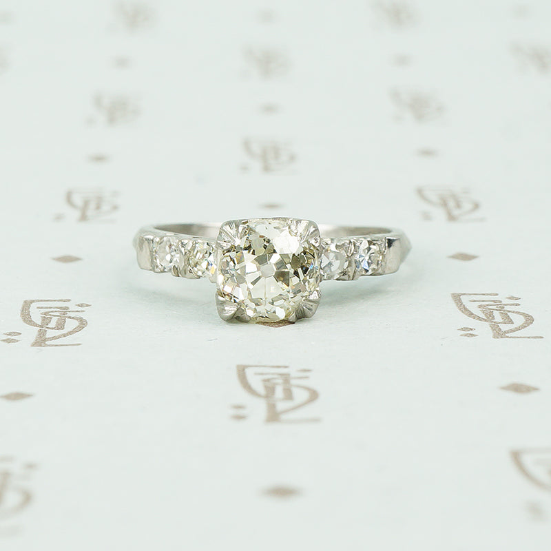 1.03 omc diamond platinum 1940's engagement ring