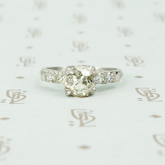 1.03 omc diamond platinum 1940's engagement ring