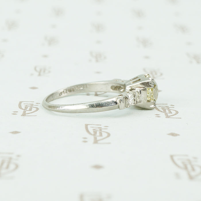 1.03 omc diamond platinum 1940's engagement ring side view