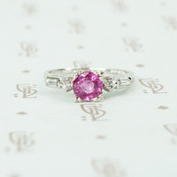 platinum diamond engagement ring with 1 carat pink sapphire circa 1940