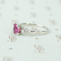 platinum diamond engagement ring with 1 carat pink sapphire circa 1940