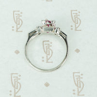platinum diamond engagement ring with 1 carat pink sapphire circa 1940