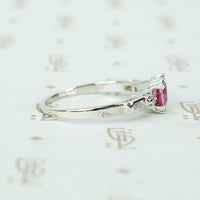 platinum diamond engagement ring with 1 carat pink sapphire circa 1940