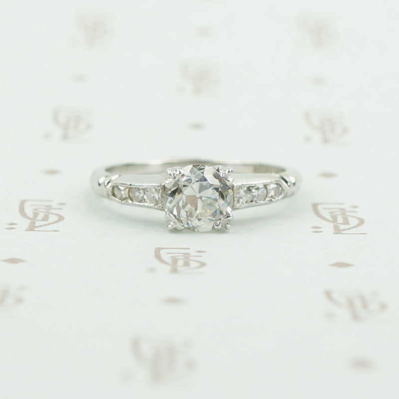 The Graceful Classic 1940's Platinum and Old Euro Engagement Ring