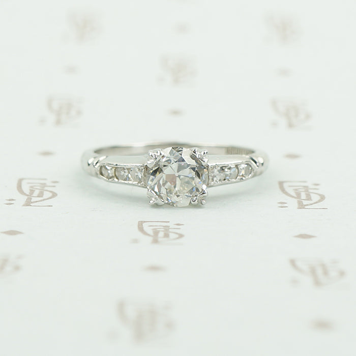 The Graceful Classic 1940's Platinum and Old Euro Engagement Ring