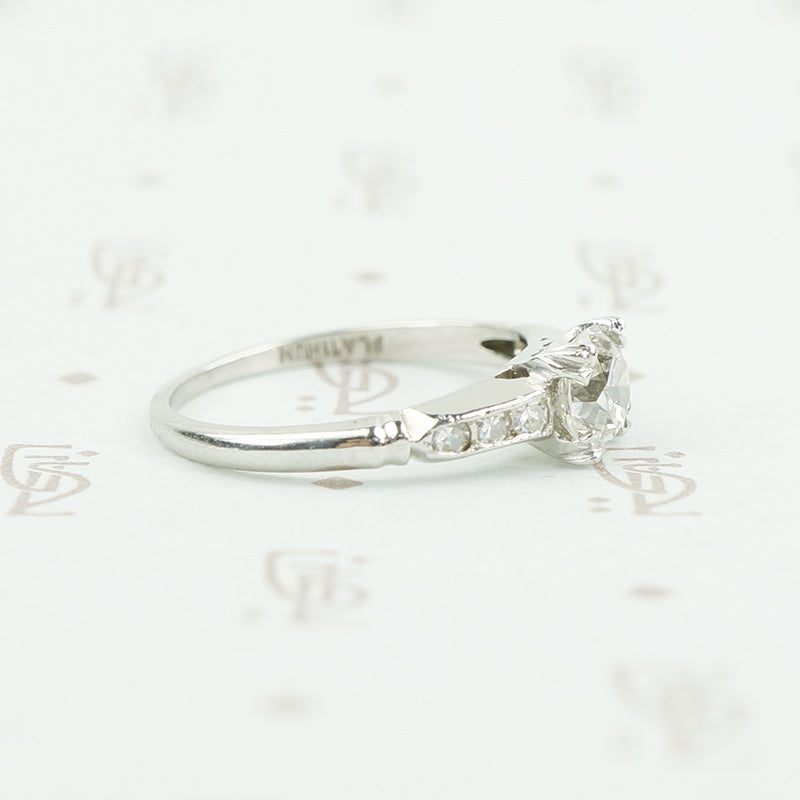 The Graceful Classic 1940's Platinum and Old Euro Engagement Ring