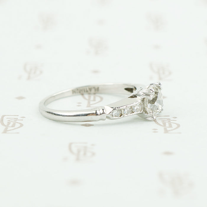 The Graceful Classic 1940's Platinum and Old Euro Engagement Ring