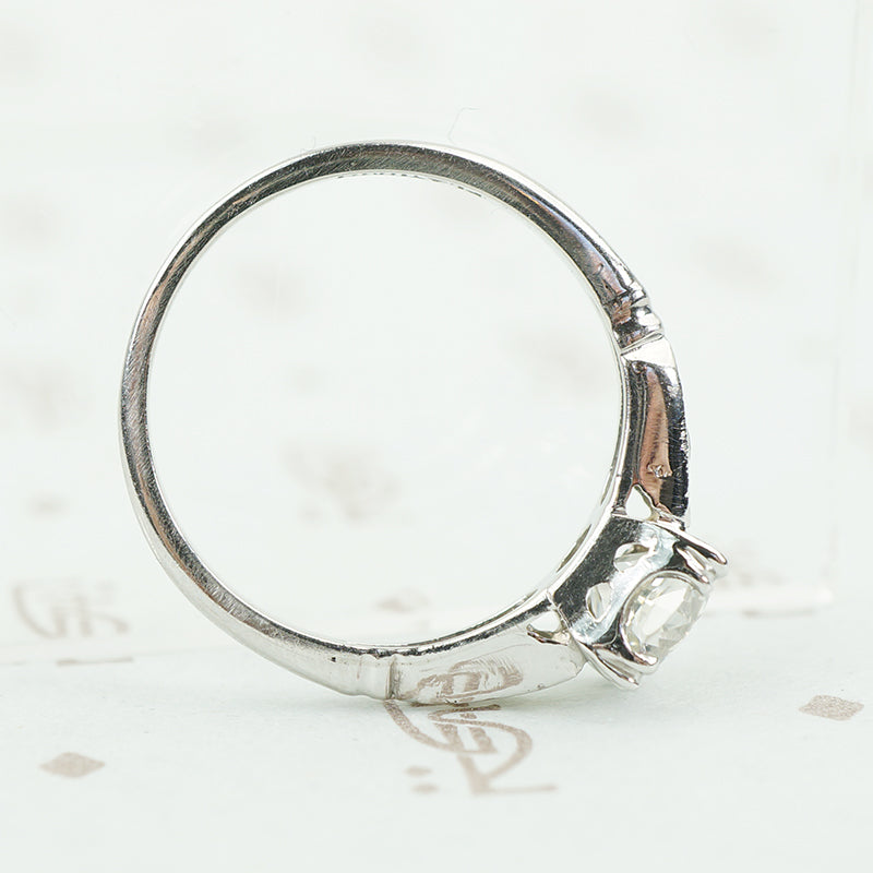 The Graceful Classic 1940's Platinum and Old Euro Engagement Ring