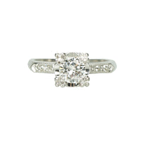Beautiful Classic Vintage Platinum Engagement Ring - Gem Set Love
