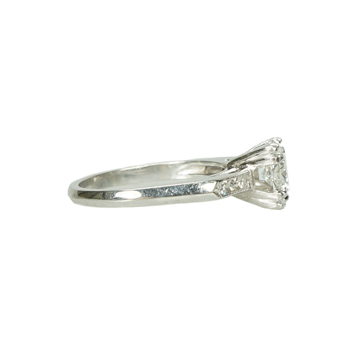 Beautiful Classic Vintage Platinum Engagement Ring - Gem Set Love