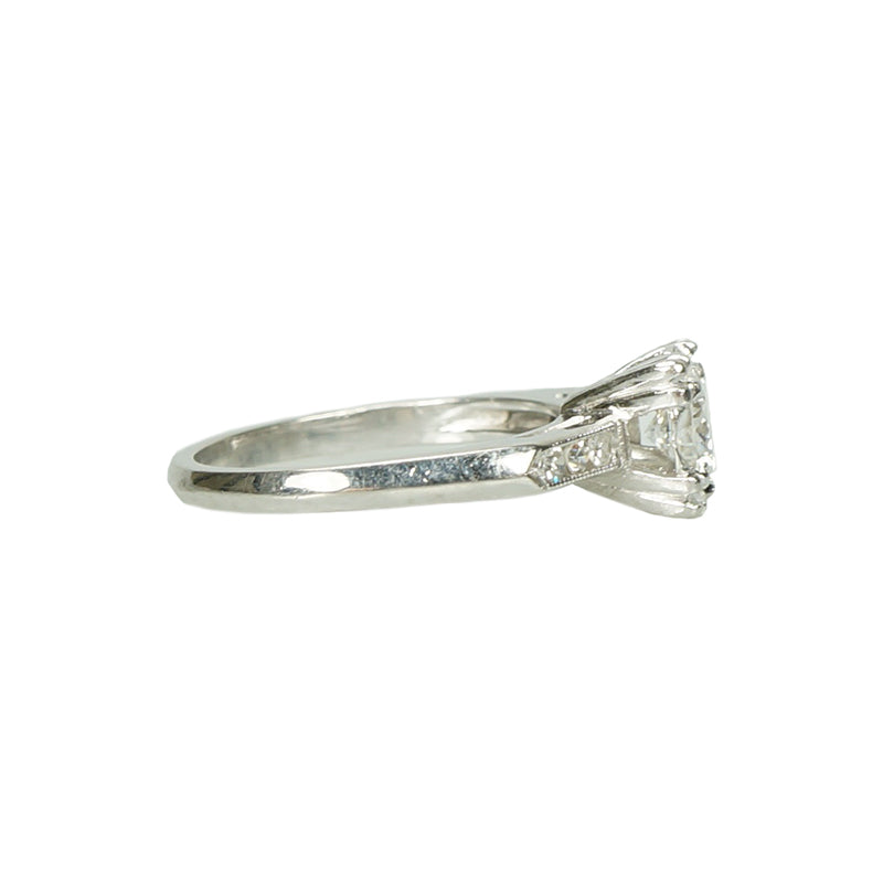 Beautiful Classic Vintage Platinum Engagement Ring - Gem Set Love