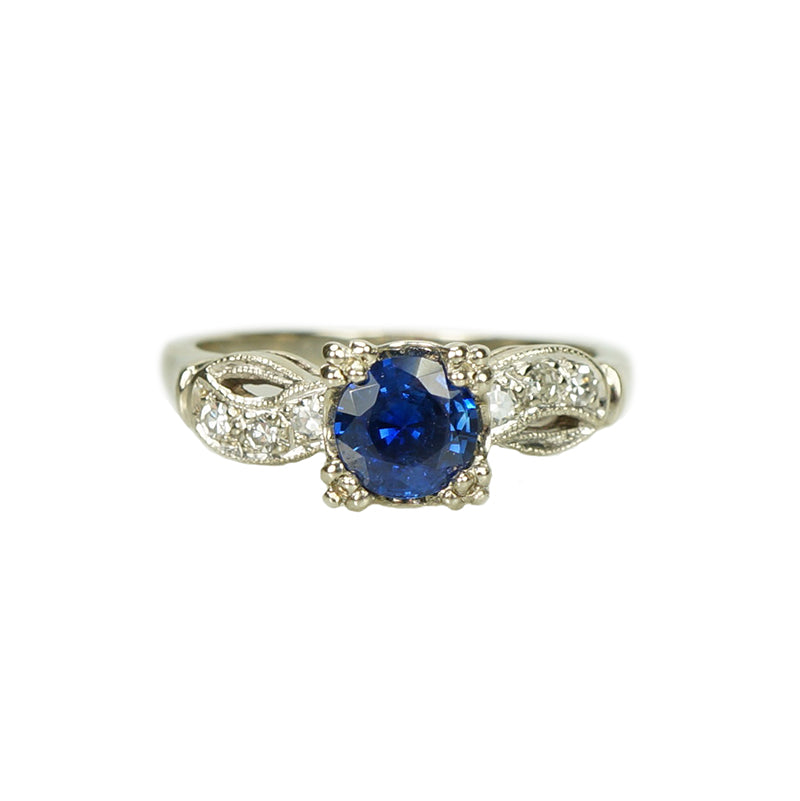 Vintage Blue Sapphire Engagement Ring