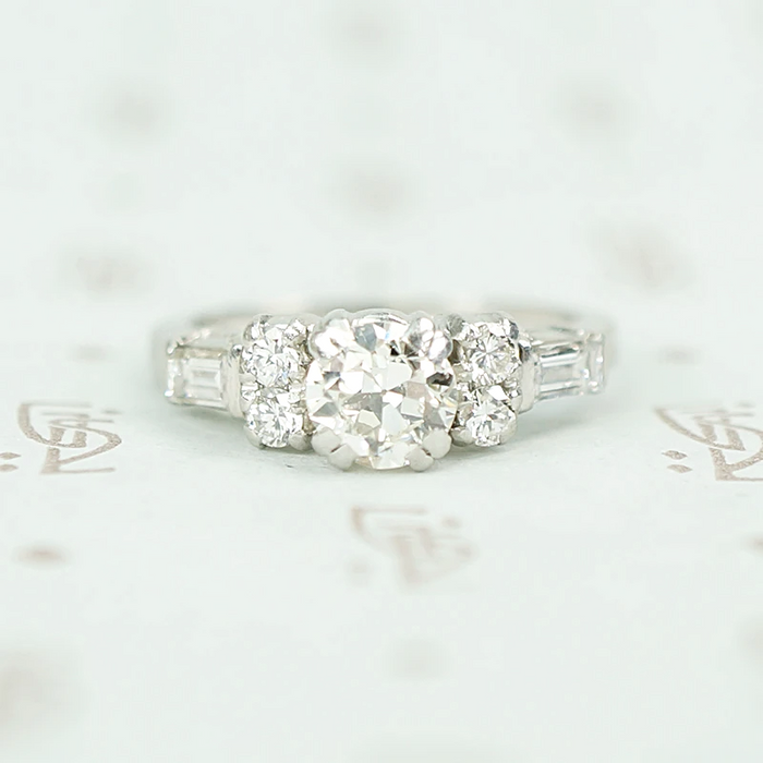 Vintage Diamond Engagement Ring with Pretty Accents