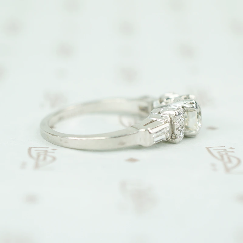 Vintage Diamond Engagement Ring with Pretty Accents